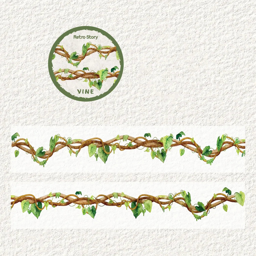 rubans adhésifs décoratifs vigne feuilles grappes vert brun naturel scrapbooking diy junk journal