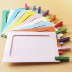 cadres photo colorés cartonnés 10 pièces décoratifs scrapbooking souvenirs pince linge cordelette lumineuse