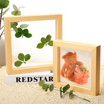 cadre photo bois double face nature morte feuilles brindilles ours peluche minimaliste deco maison