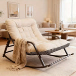 fauteuil bascule moderne deux places marron blanc gris orange coussins texturés chambre salon