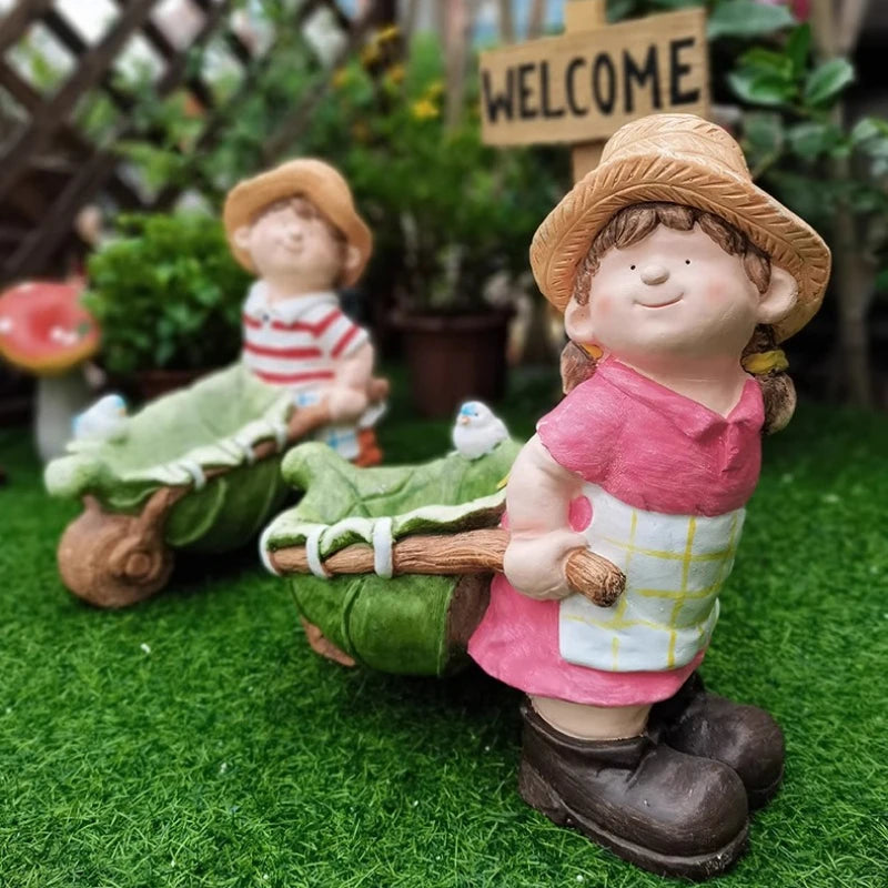 bassin hydroponique résine dessin animé fleur pot décor jardin enfant statuettes colorées variées
