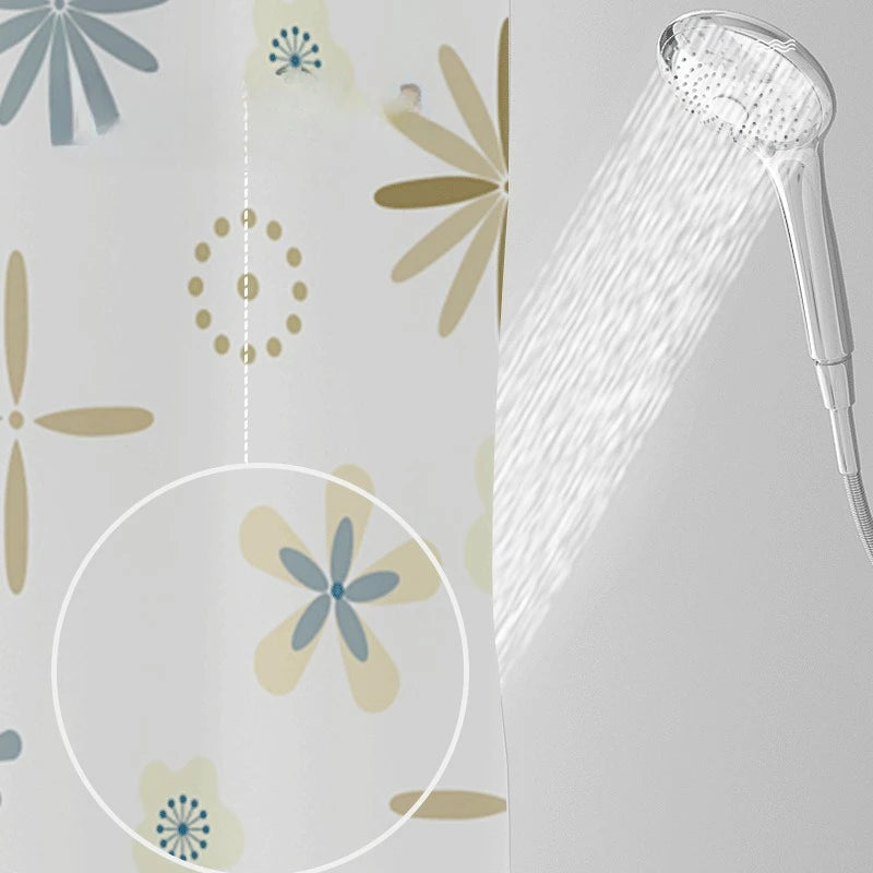 rideau douche fleuré moderne imperméable blanc lavable machine anneaux suspension