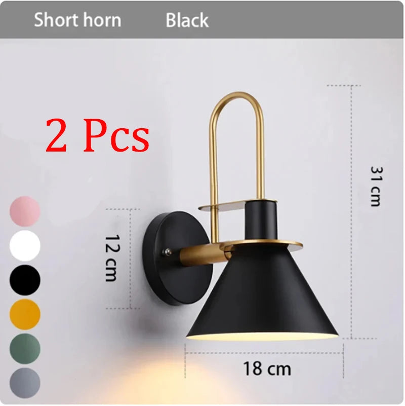 lampe murale moderne conique vis fixation noir blanc rose bleu marine jaune gris minimaliste