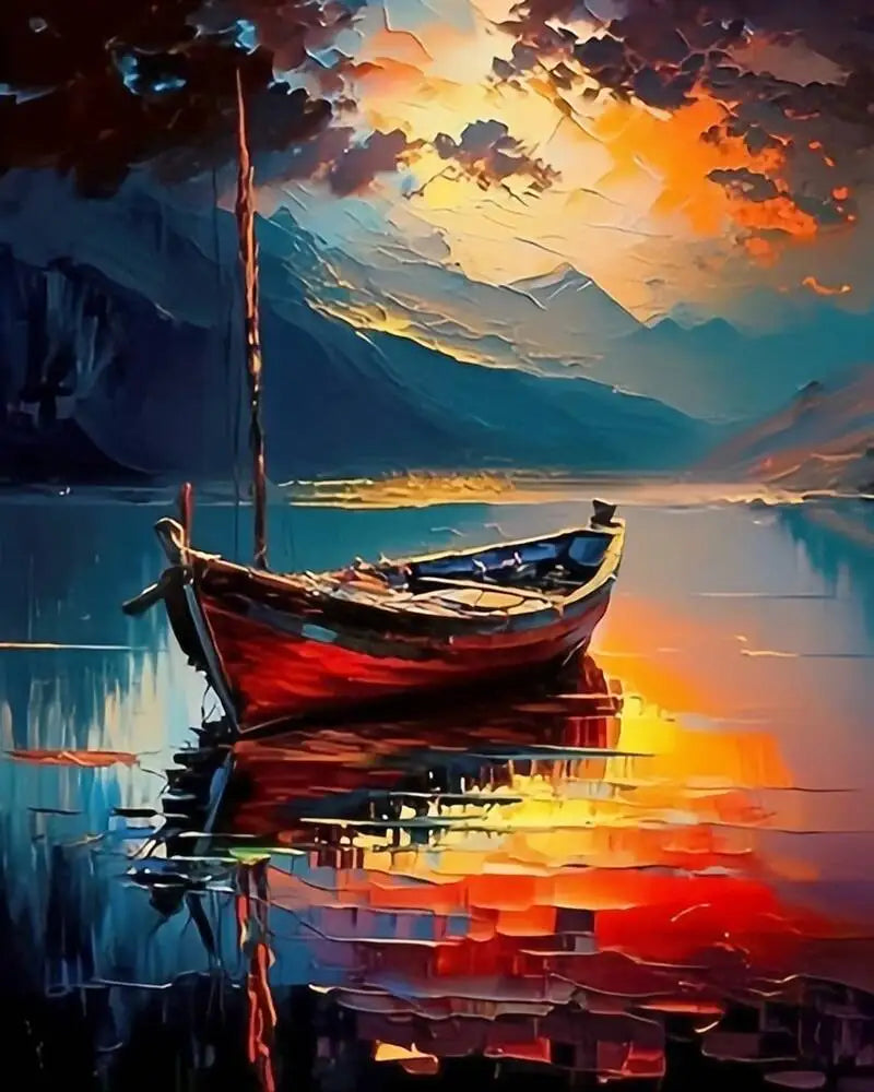 peinture l'huile paysage marin bateau abstraite toile peindre soi même débutant crochets vis pinceaux