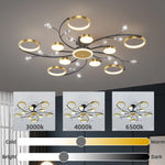 plafonnier led or noir floral éclairage moderne télécommande suspension chambre salon