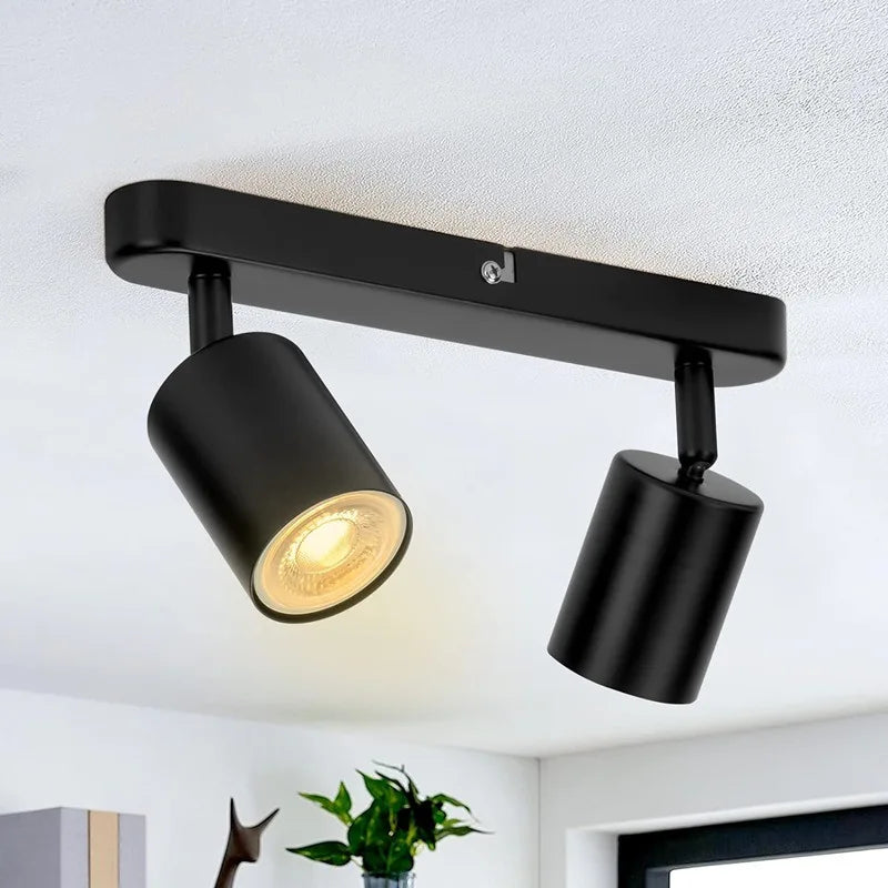 Spot LED moderne têtes directionnel noir vis fixations 220V