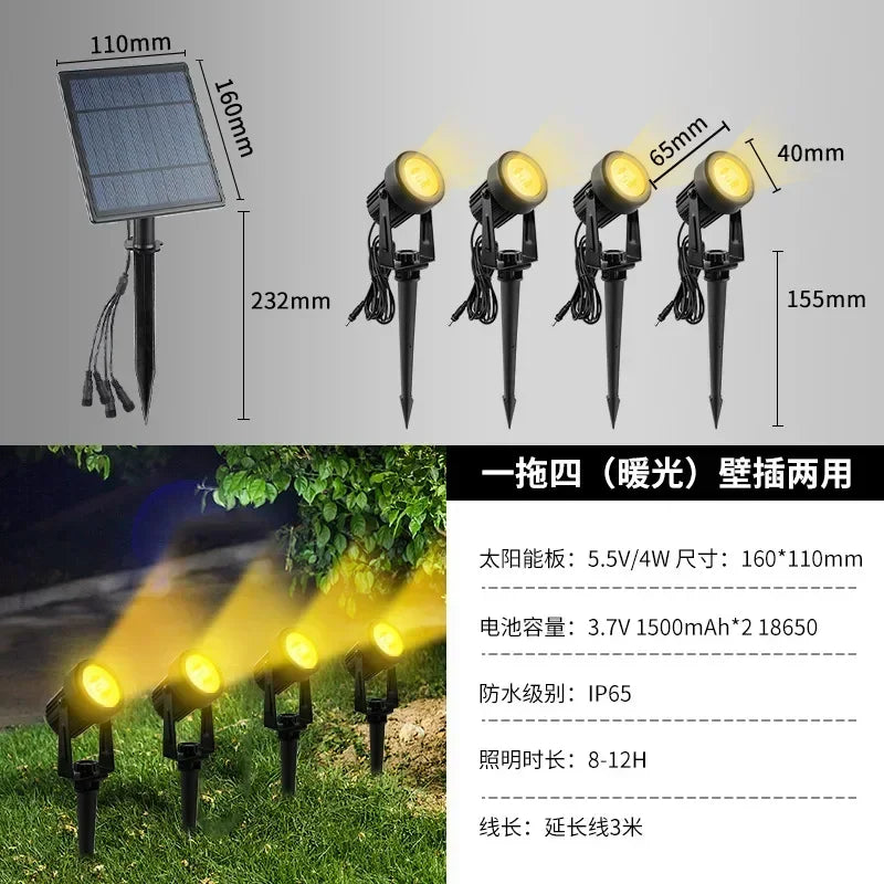 projecteur solaire led ip65 moderne autoinstallation noir opaqueextérieur jardin vacances