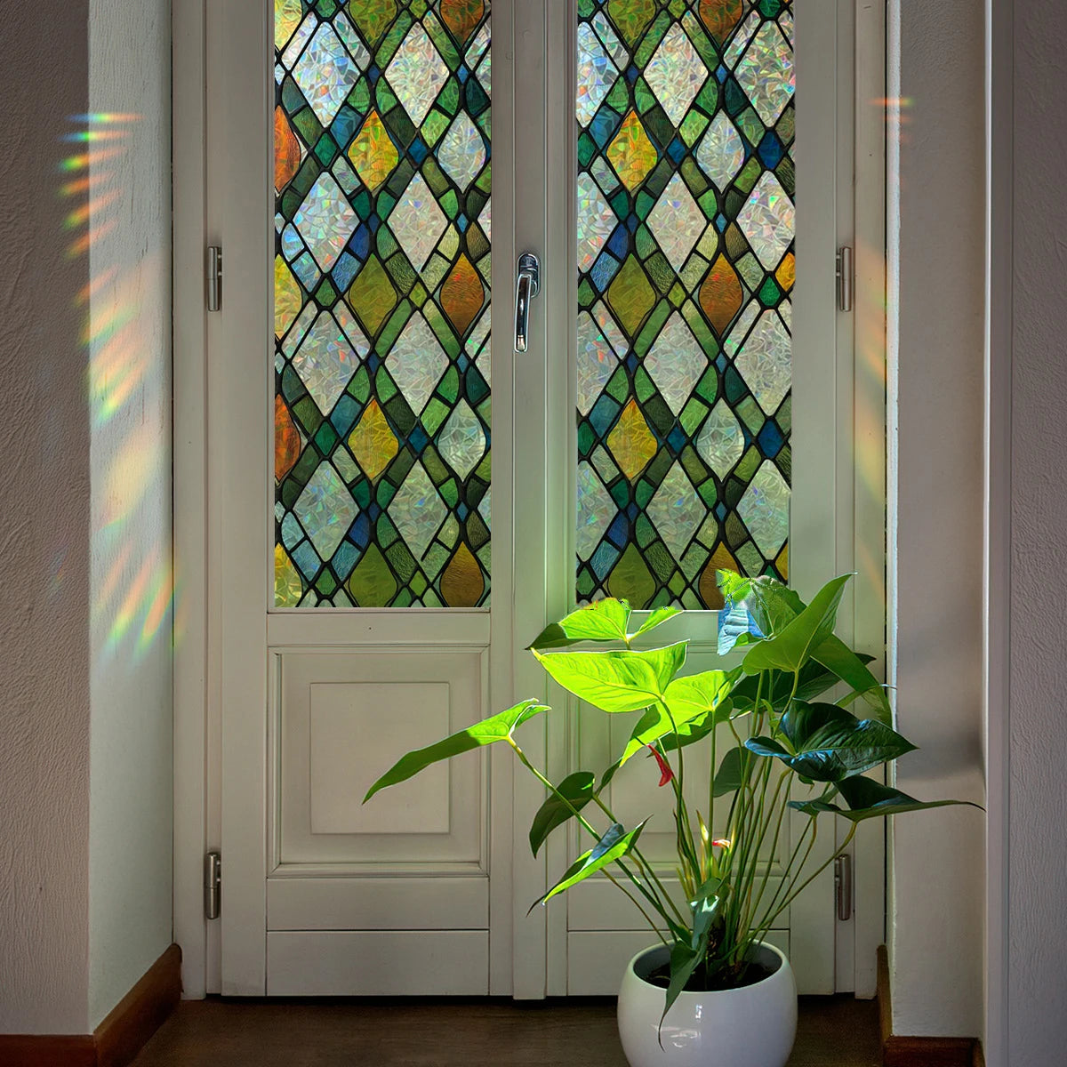 vitrail géométrique semi transparent art déco 45x100cm 45x200cm 45x300cm 45x500cm 30x100cm 30x200cm 30x300cm 30x500cm