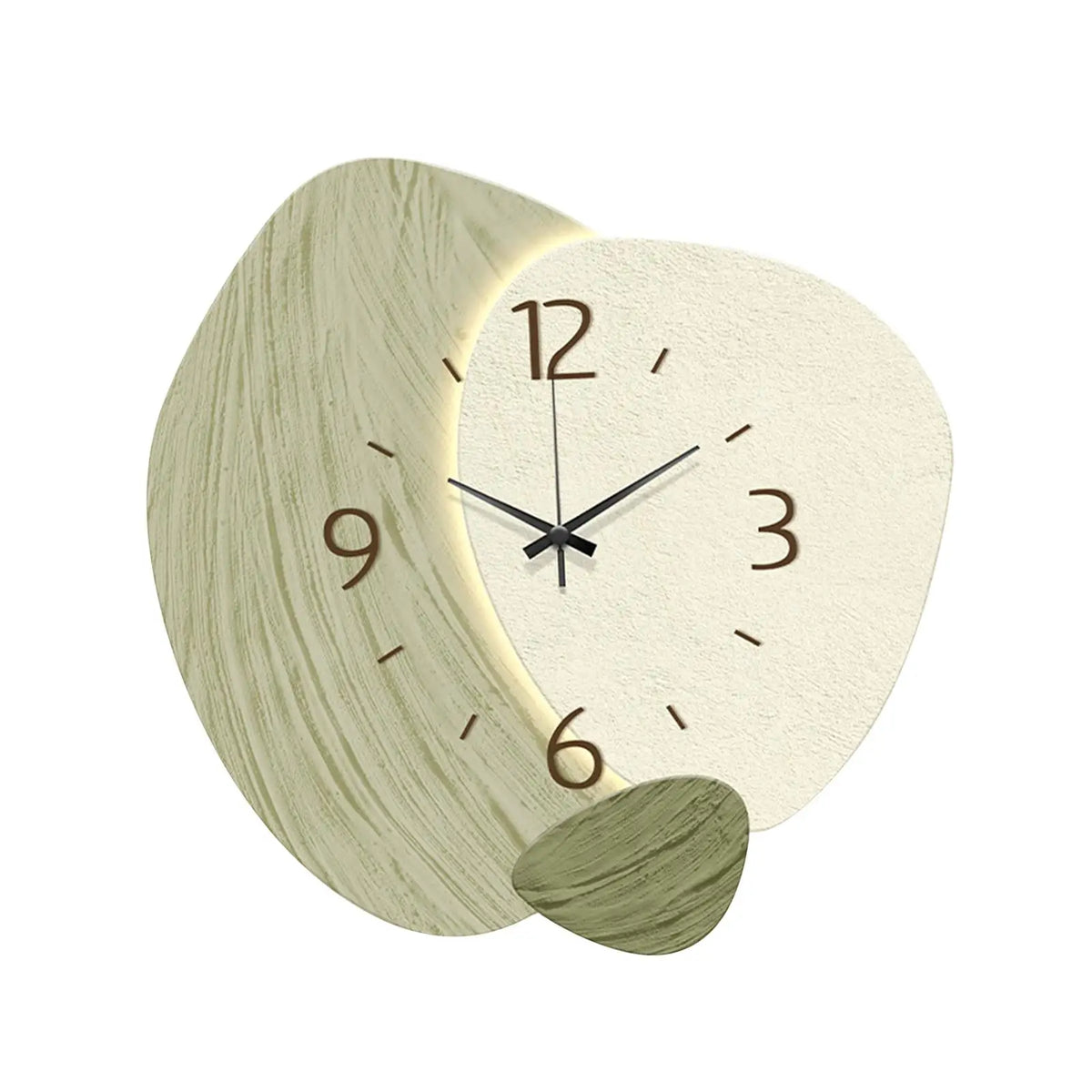 horloge murale moderne bois grainée 30cm 30cm salon chambre beige verte