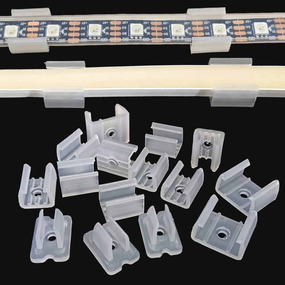 clips fixation rubans led transparents 6mm 8mm 12mm clips murales bande lumineuse néon rgb