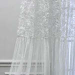 rideau blanc fleurs relief tulle romantique élégant anneaux chambre maison
