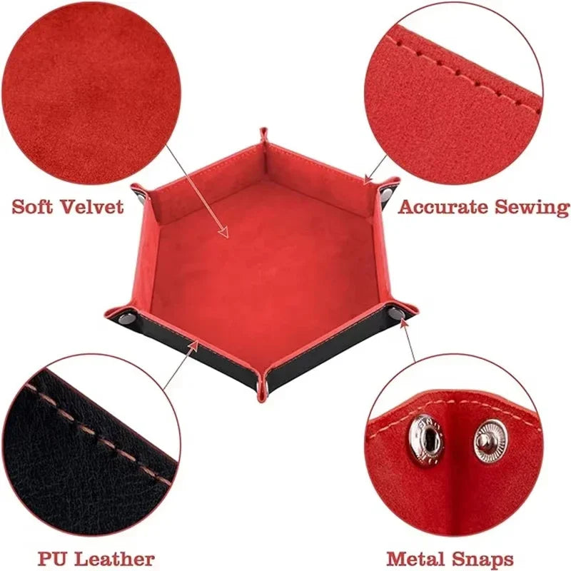 plateau jeu pliable moderne velours doux dés clips métalliques marron bleu marine rouge vert