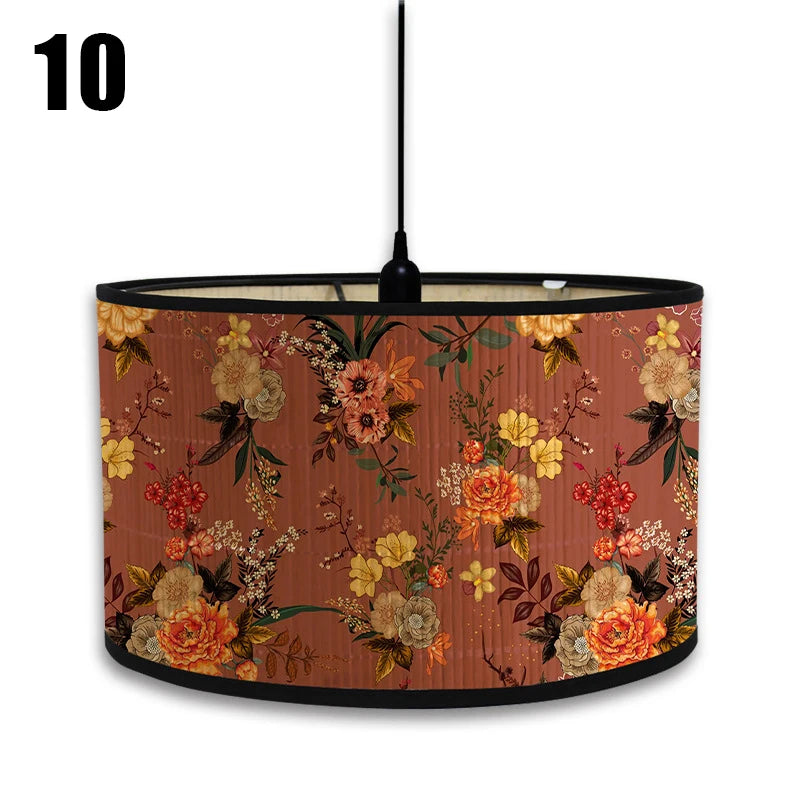 abat jour vintage bambou imprimé floral boho chic décoration maison art déco