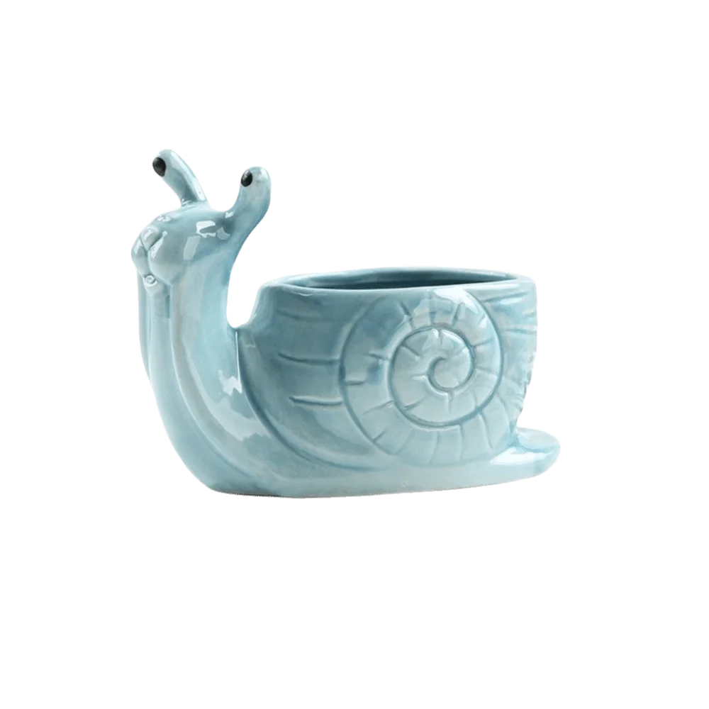 cache pot escargon sculpté créatif animalier jaune vert bleu rouge blanc maison