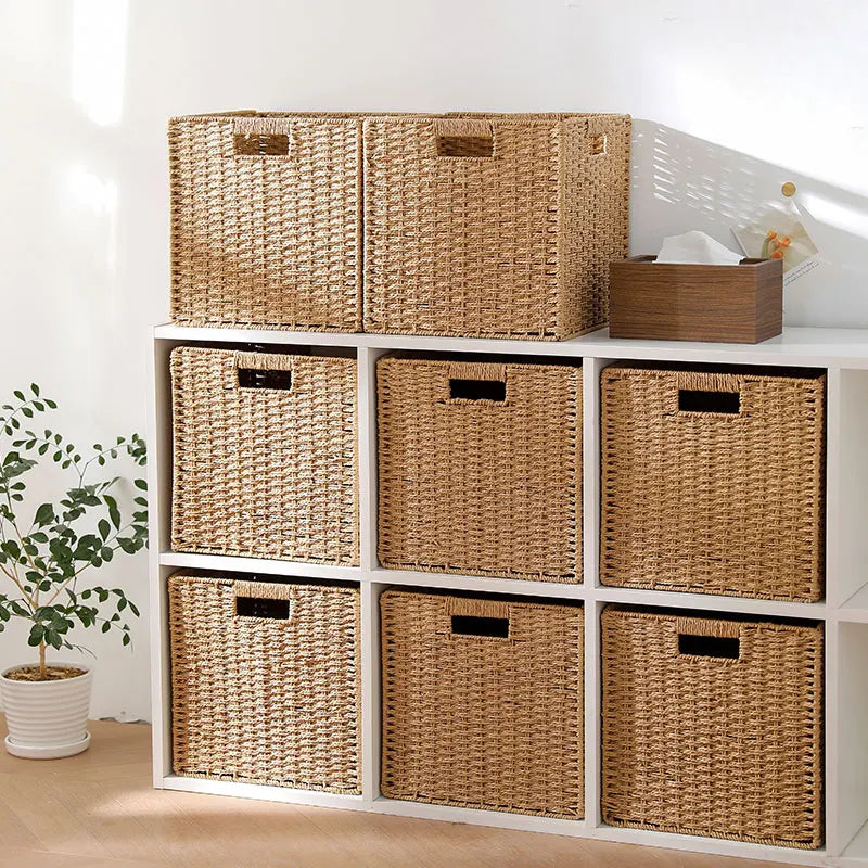 paniers rangement tissage osier naturel moderne rustique poignées intégrées