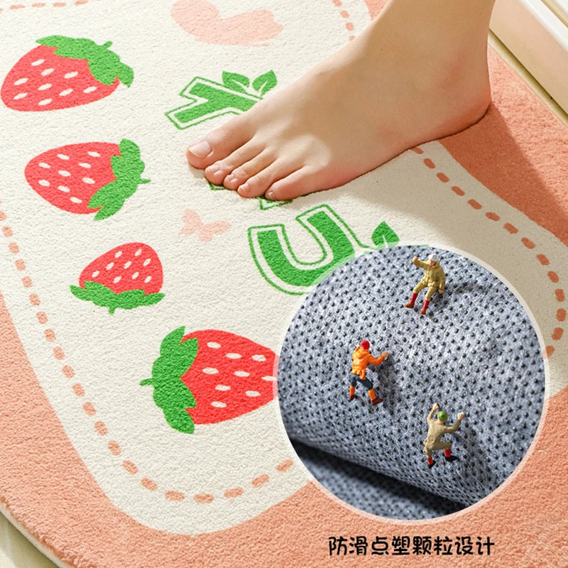 tapis bain antidérapant fleurs cactus vert jaune orange moderne décoratif polyester