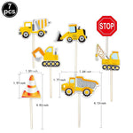 accessoires decoration gateau construction camions grue pelle carton multicolore anniversaire enfants toppers cupcakes