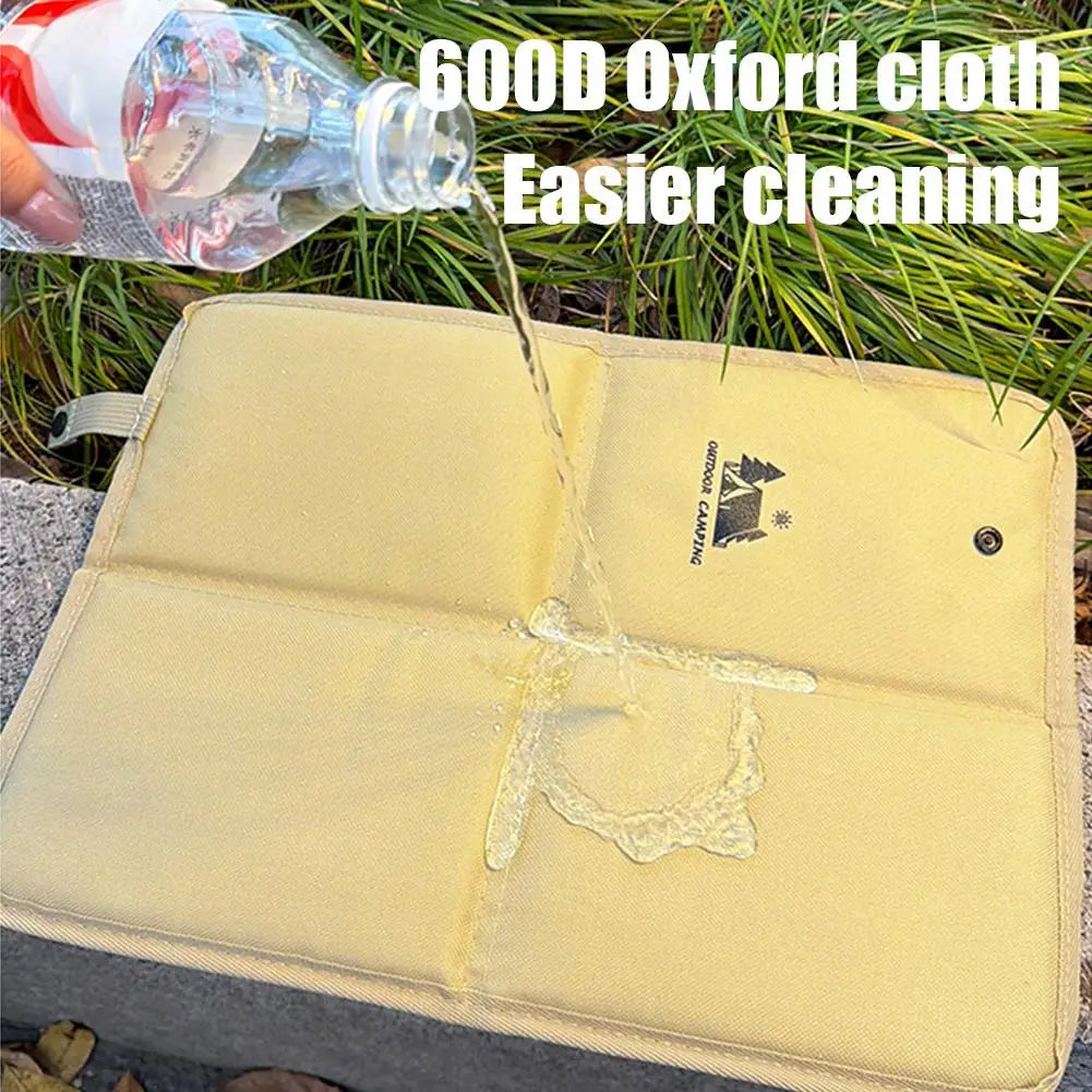 tapis camping pliant assis coussin oxford mousse plage randonnée pique nique jaune vert olive