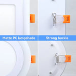 Panneau LED moderne blanc bleu rond carré clips métalliques 90V 260V LED