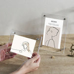 cadre photo transparent moderne clips métalliques illustrations figures humaines fleurs minimaliste porte photo