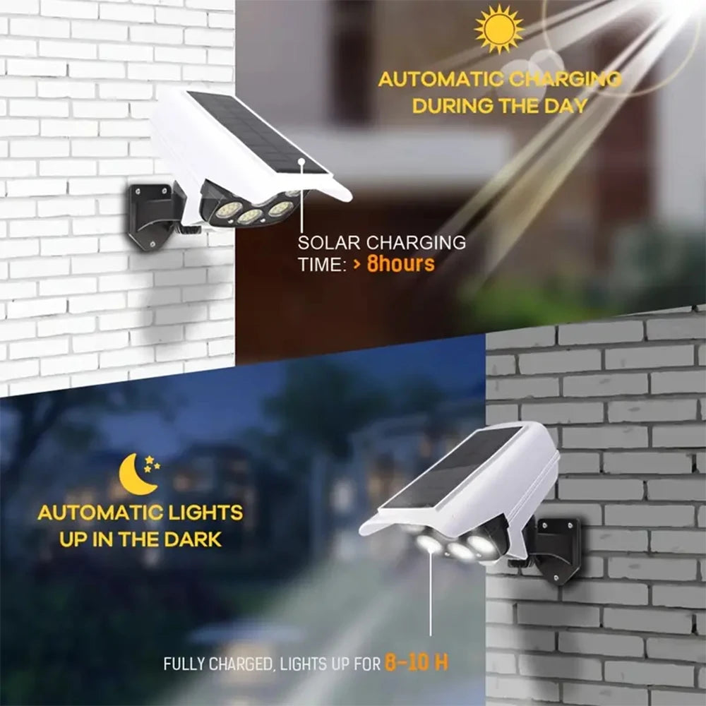 lampe solaire rue moderne blanc noir ip65 led 77 coB motion sensor auto allumage