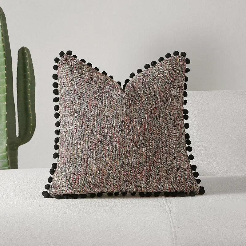 housses coussins décoratifs nordique moderne 100 polyester géométrique pompons verts adhésifs 45x45cm 30x50cm