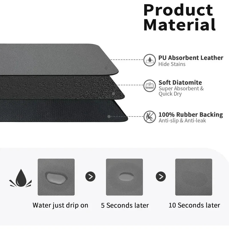 tapis cuisine gris antidérapant absorbant séchage rapide caoutchouc protection plan travail moderne