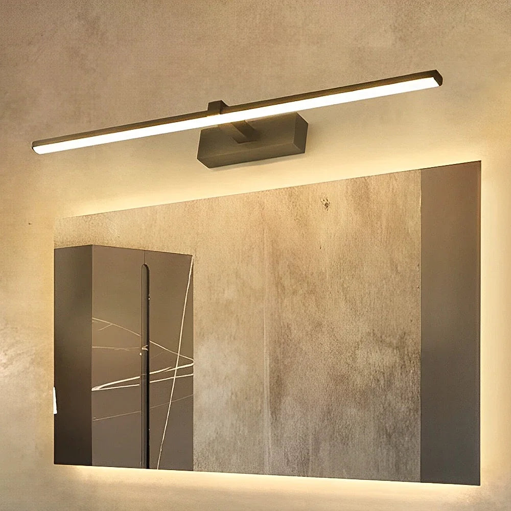 lampe miroir moderne noir fixée mur éclairage led tricolore 60cm 80cm 100cm