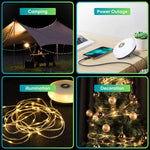 guirlande lumineuse camping rechargeable led flexible modes éclairage portable extérieur rustique moderne