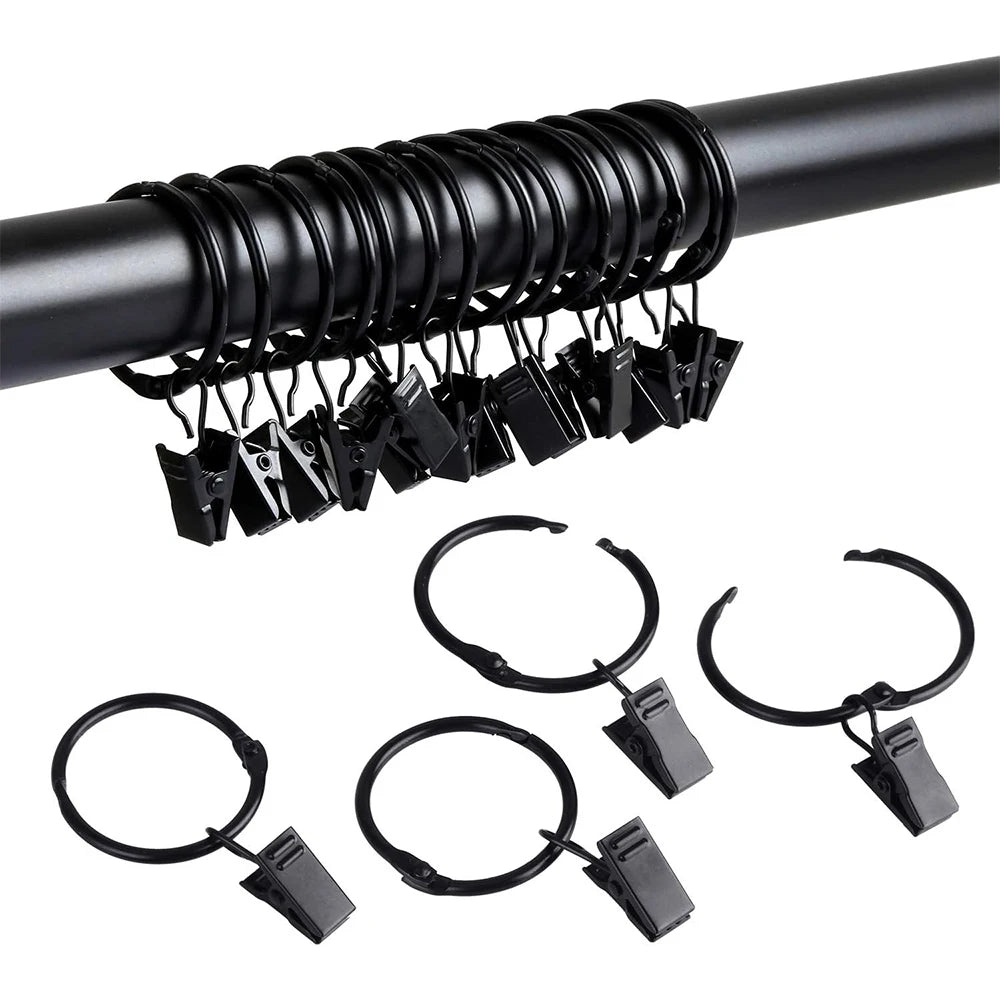 anneaux rideau pince noir métal moderne accessoires drapery clips volets polonais 12 piècesUnmountableContentError: It