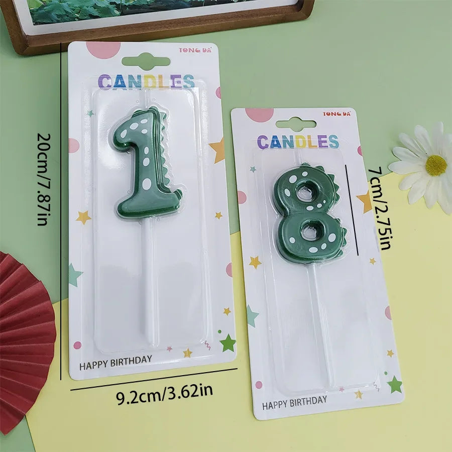 bougies chiffres vert dents crocodile sans flamme anniversaire décoration tringle numéros