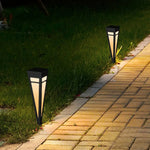 lampe led extérieure moderne noire blanche triangles géométriques étanche piquet jardin villa