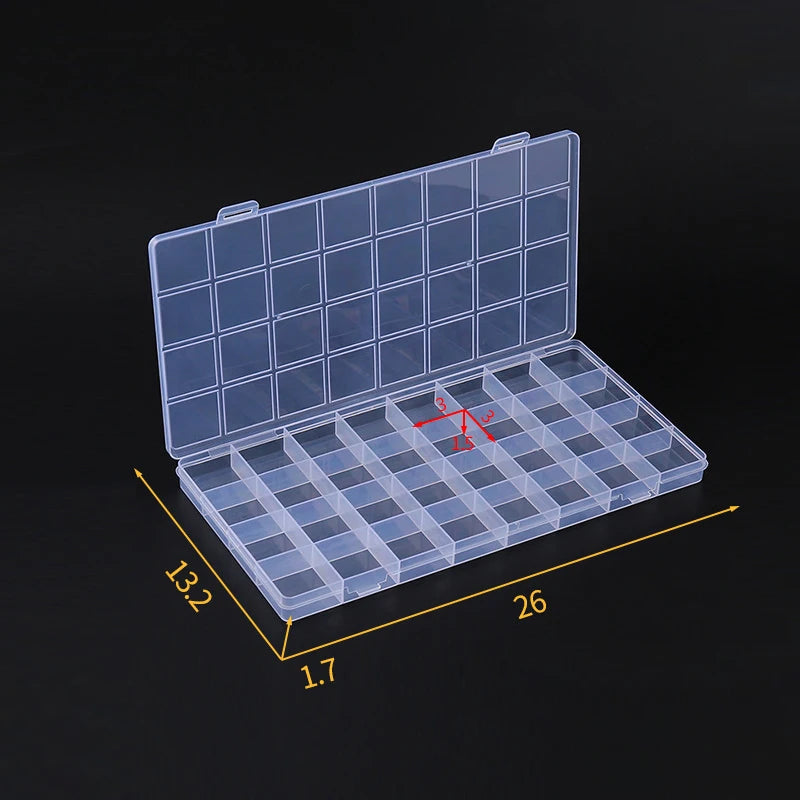 boîte rangement transparente 32 compartiments plastique boucles oreilles bijoux vis pratique
