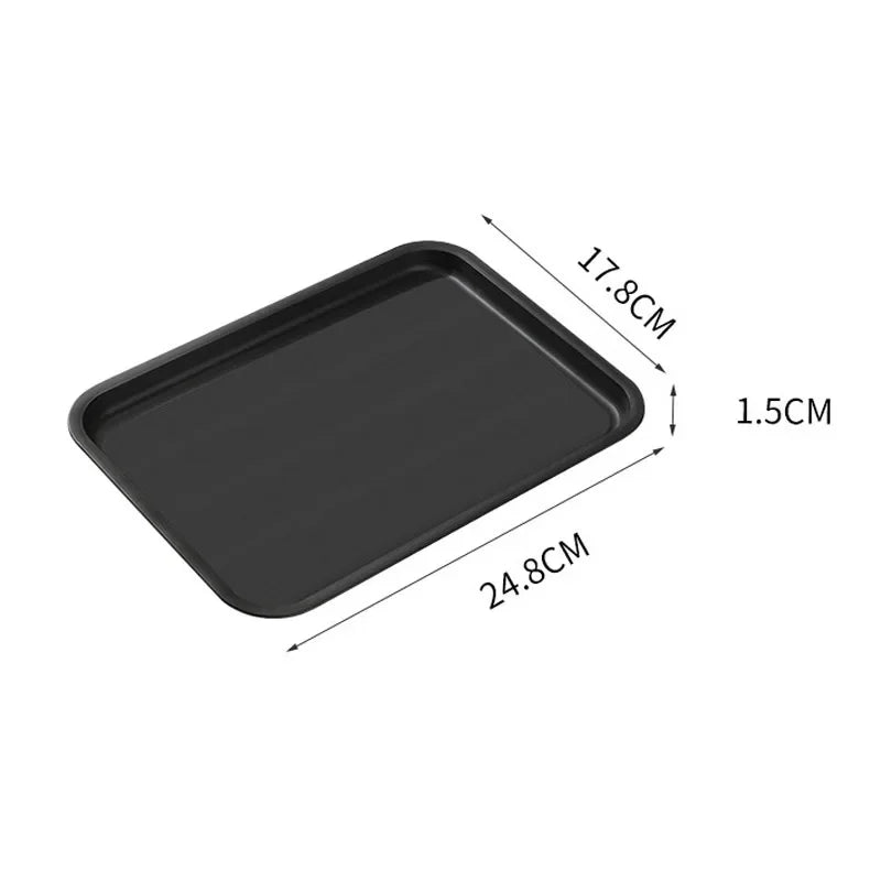 plateau service rectangulaire noir texturé bord arrondi moderne respectueux environnement utilisation diverses tailles