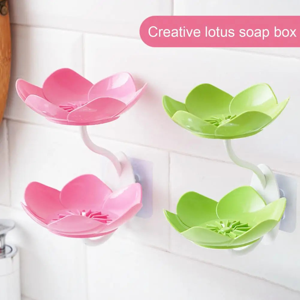 support savon fleur lotus rose vert violet moderne adhésif salle bain douche