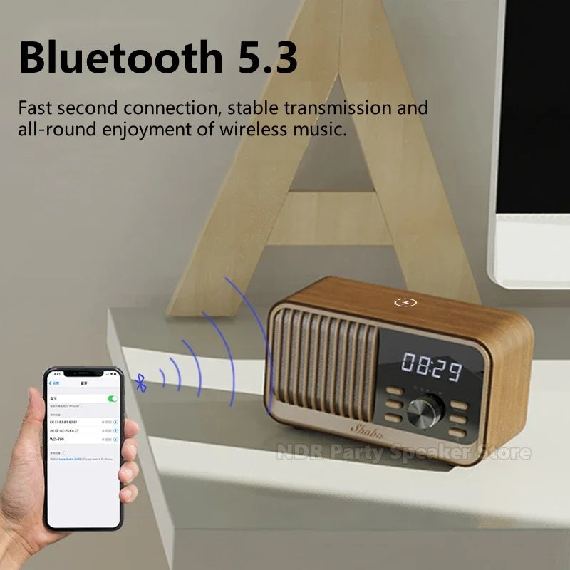 Détail du chargeur sans fil et des boutons du radio-réveil