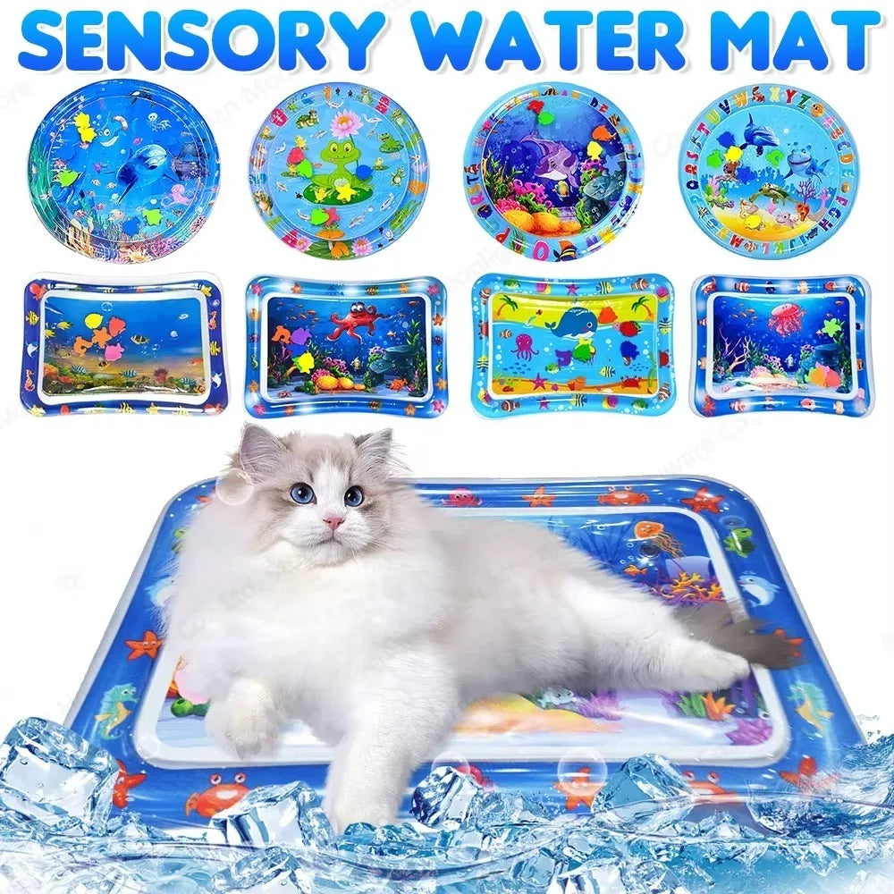tapis d'eau sensoriel chat jouet interactif gonflable pompe motif marin