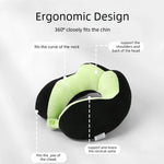 coussin voyage ergonomique forme noir vert clair texture veloutée moderne