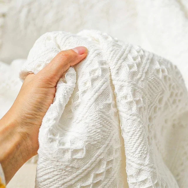 couverture boho chic motif géométrique blanc portable pique nique voyage maison