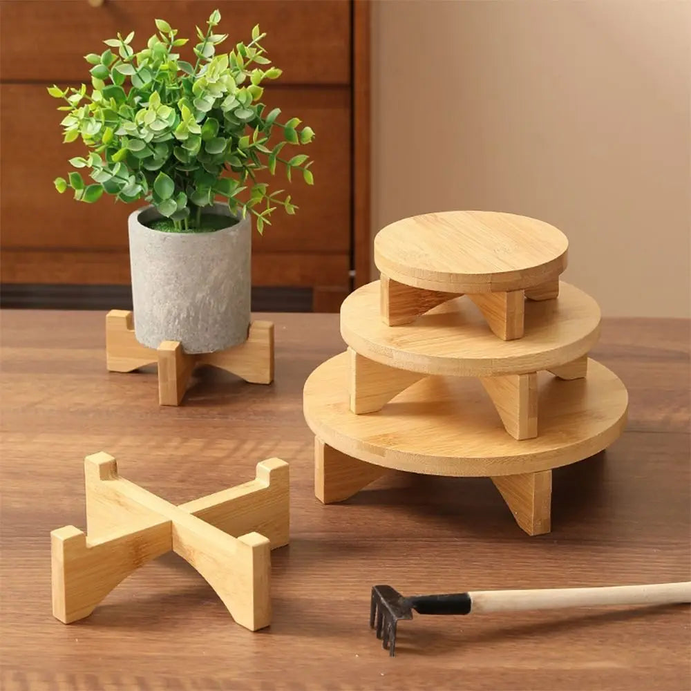 support plantes bois clair minimaliste moderne différents pots fleurs ornement