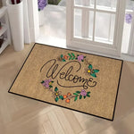 tapis d'entrée moderne fleurs colorées welcome chill out antidérapant résistant décoloration polyester