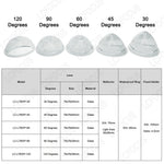 lentille led transparente verre optique 78mm 30 45 60 90 120 degrés support fixe