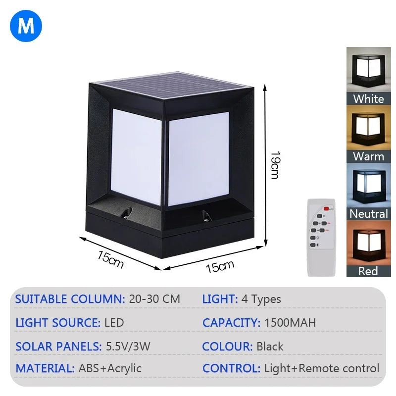lampe solaire led moderne ip65 étanche télécommande noir blanc abs
