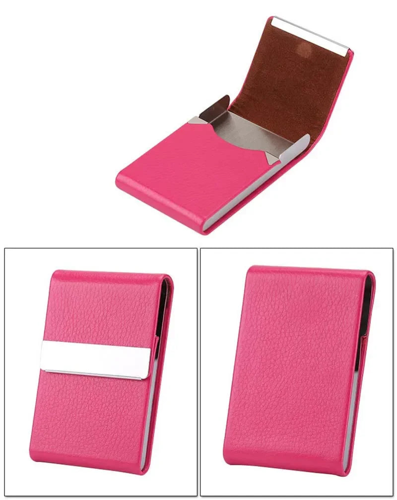 porte cartes simili cuir grainé gris métallisé clips métalliques classique opacité fumeur accessoire tabac