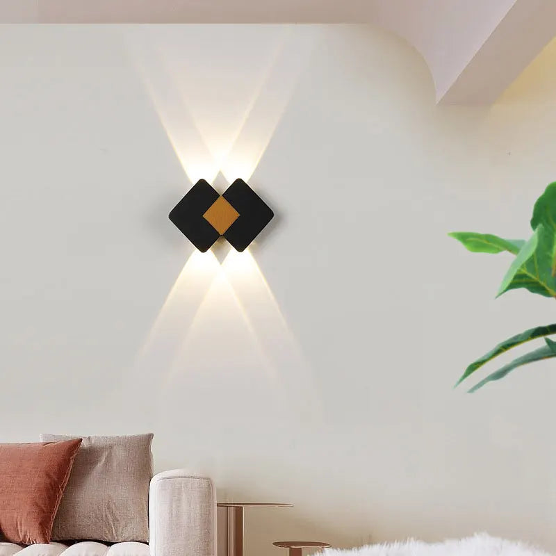 applique murale moderne noir doré quadrillée adhésive extérieure imperméable led hydrofuge
