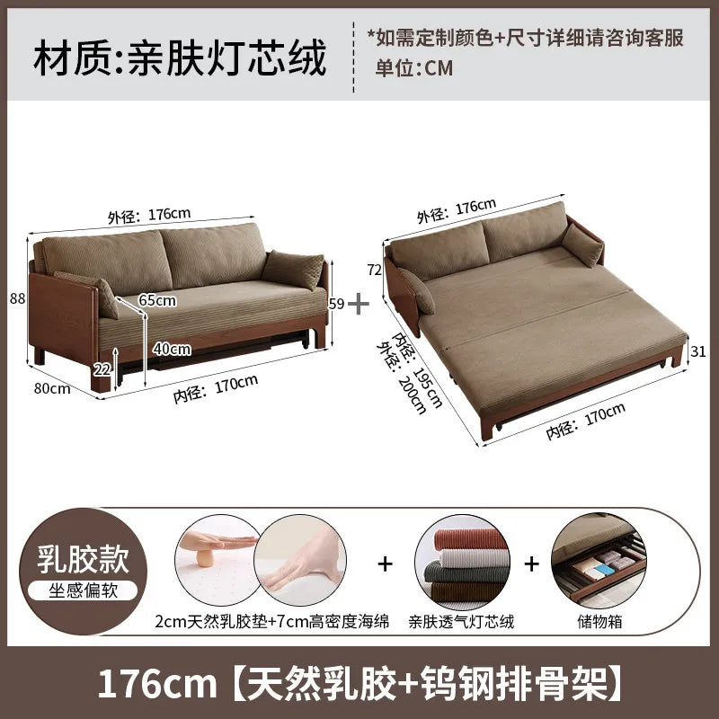 canapé lit marron clair rayures horizontales moderne extensible coussins multifonctionnel