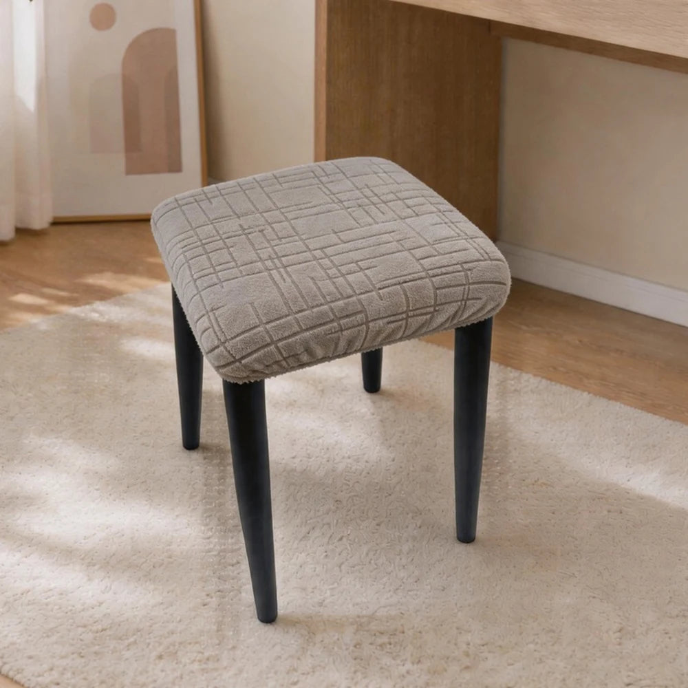 housse tabouret tissu carreaux gris moderne polyester amovible lavable adhésif protection durable cuisine salle