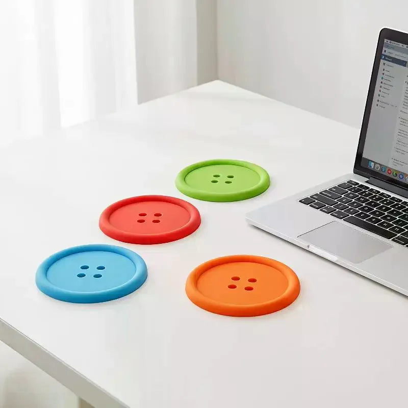 coasters antidérapants silicone tasses thé table boissons moderne vert rouge bleu orange marron fourrés