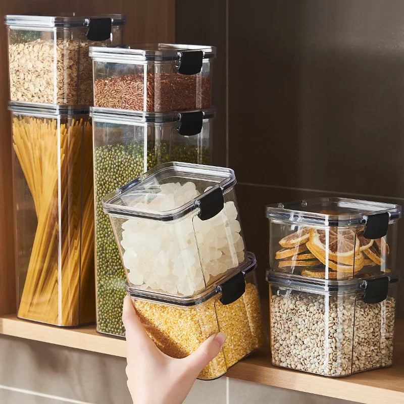 boîtes rangement alimentaire réutilisables transparentes modernes poignées noires 460ml 700ml 950ml 1300ml 1800ml