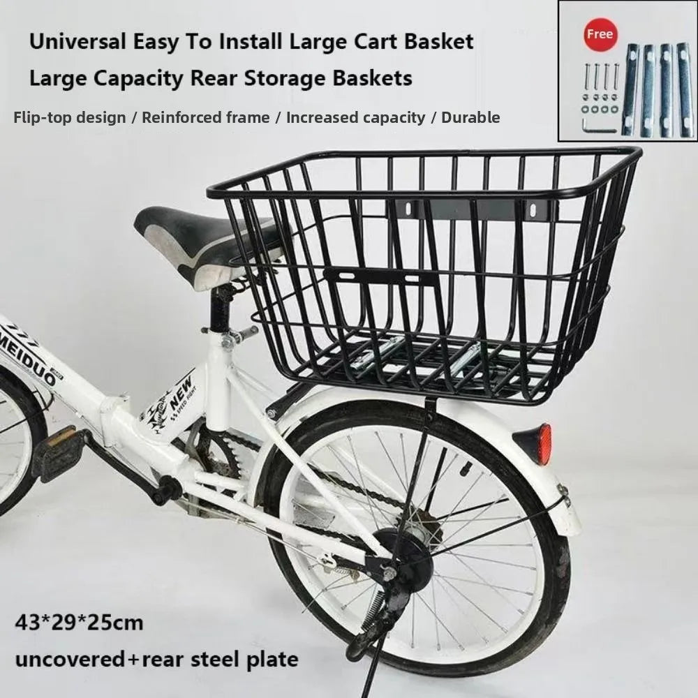 panier vélo noir maille métallique moderne clips fixation grande capacité réglable easy install